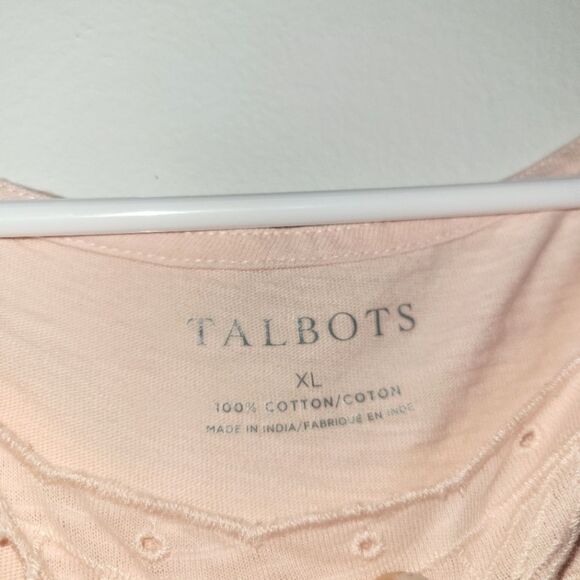 Talbots Pink Floral Neckline Sleeveless Top XL - Picture 3 of 8